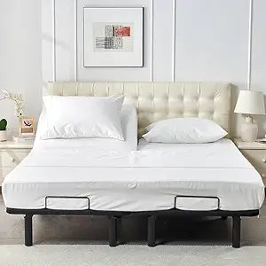 Linens Limited Top Split California King Size Sheet Set for Split-Head Adjustable Bed, 34" Split at Top, 4Pcs 800 Thread Count 100% Egyptian Cotton Sheet-Set, Fits Upto 18" Deep Pocket - White Solid
