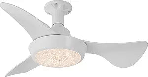 25 Inch Ceiling Fan with Light and Remote, Modern White Blades, Sparkle Crystal Cover, Quiet DC Motor, Bedroom Ceiling Fan for Home