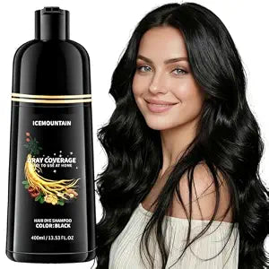 Black Hair Dye Shampoo, 100% Gray Hair Coverage Hair Color Shampoo
