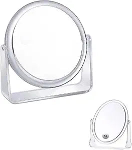 5X Magnifying Makeup Mirror, Double Sided Tabletop Mirror with Stand and 360 Degree Rotation, 5X Magnification Round Vanity Mirror Magnified Desk Mirror for Makeup