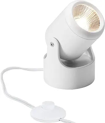 Vintage Industrial Loft Rustic Adjustable Flood Light Modern Spot Lighting/Floor Lamps Lights/Night Spotlight 3W LED Single Spotting GU10 No Bulbs, 6ft Cable in US Plug with Foot Pedal, White