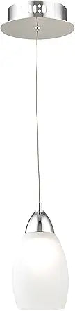 Elk Lighting LCA201-10-15 Buro 1 Light LED Pendant with White Glass, Chrome