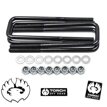 Torch 10.5" Square Extended U Bolts Extra Long 2.5" Wide 9/16" Ubolt w Hardware