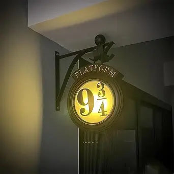 Vintage Platform 9 3/4 Night Light,Hanging 9  Night Light, Home Decor Sign Lights Decoration, Gift for Fans (RGB Remote)