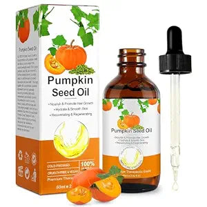 Pumpkin Seed Oil 2Fl Oz, Cold Pressed Pumpkin Seed Oil for Dry Damaged Hair Growth, Moisturizing Scalp, Nourishment for All Hair Types