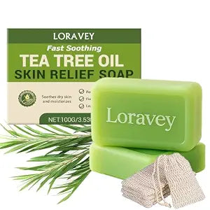 Antifungal Relief Soap Bar, Tea Tree Oil Soap, Natural Foot & Body Soaps for Healthy Skin,Relief Soap Bar Infused with Tea Tree Oil,Gentle Exfoliating Bar Soap for Men Women,3.5oz (1, 3.5OZ)