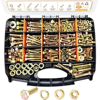 804PCS Assorted Nuts and Bolts with Washers, Grade 8 Bolt Assortment Kit, Including 1/4-20, 5/16-18, 3/8-16, 1/2-13 SAE Size,Yellow Zinc Plated for Automotive,Truck & Mechanical Repair