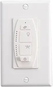 Kichler 6-Speed Ceiling Fan Wall Control System in White Finish, 370036WHTR, 21.75-Inch