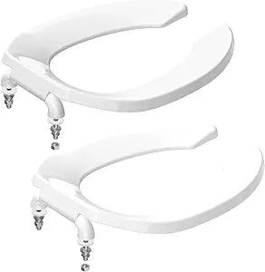 Commercial Toilet Seat Front Open, Toilet Seat Public 18.5 Inch Elongated Toilet Seat for Church, School, Hospital, Office,Heavy Duty Toilet Lid Common(White, Pack of 2)
