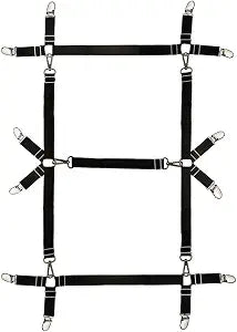 Bed Sheet Straps Nonslip Fitted Sheet Clips,Adjustable Elastic Bedding Holder Easy Install on Mattress Covers (Black)