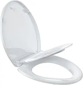 Elongated Toilet Seat with Built-In Toddler Potty Training Seat, Slow Close, Easy to Install & Clean, Detachable Seat for Longtime Usage, White