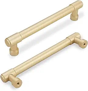 10 Pack 5 Inch(128mm) Kitchen Cabinet Handles Brushed Gold Cabinet Pulls Drawer Pulls Solid Cabinet Hardware