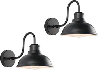 Outdoor Gooseneck Barn Light Outdoor Wall Sconce 8 Inch Farmhouse Exterior Wall Mount Light Vintage Fixture Industrial Matte Black Lantern for Porch, Entryway, Patio2 Pack