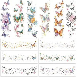 Fancy Land Glitter Butterfly Freckles Face Tattoos Sparkle Butterflies Body Temporary Makeup Patches for Women Kids Spring Summer Festival Rave Carnival Party Country Concerts Accessories 30Pcs