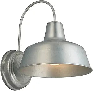 Design House Mason Farmhouse Gooseneck Barn Light, Outdoor Exterior Porch or Patio Wall Light Fixture, Galvanized Gray Paint, 10 Inch Diameter, 1-Pack, 579383