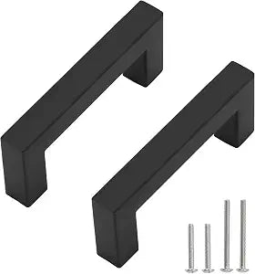 2 Pack 3 Inch Matte Black Cabinet Pulls, Square Drawer Handles