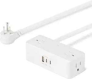 Amazon Basics Power Strip with 4 AC Outlets, 20W USB C Fast Charging, 2 USB C, 1 USB A Port, 5 ft Extension Cord, Home, Office, Travel, TUV Listed