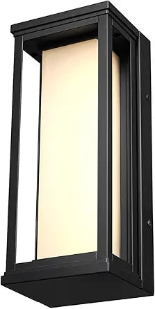 Globe Electric 12W LED Integrated Matte Black Outdoor Wall Sconce with Frosted Glass
