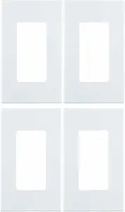 Leviton 1-Gang Decora Plus Screwless Wall Plate, 80301-SW, White (Pack of 4)