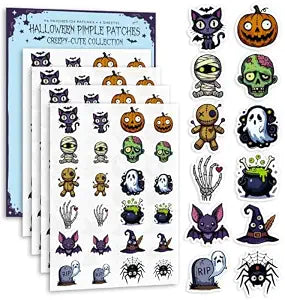 Halloween Pimple Patches, 96 Count Hydrocolloid Blemish Patches with 12 Cute Designs for Acne Spots & Zits