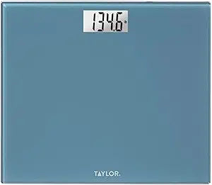 Taylor Digital Extra-Wide Extra High 500lb Capacity Bathroom Scale for Body Weight, Ultra Wide Platform, Digital Weighing Machine for People, Easy-to-Read, Slate Blue
