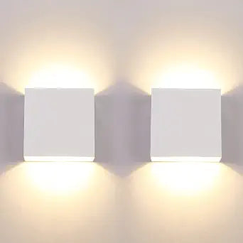 Lightess White Mini Metal 10W Warm White Hardwired Up Down LED Wall Sconce