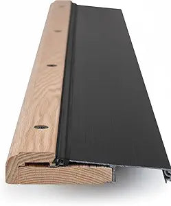 Exterior Door Threshold for Doorways, Adjustable Height, Aluminum and Oak Top Threshold - Door Sill - 36" Long x 5.75" Wide and 1.125" High. - Black Anodized