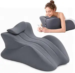 Large Ergonomic Memory Foam Wedge Pillow, 27 Angled Support Pillow for Neck, Back, Waist, Reading, Prone Relaxation and Leg Elevation (Dark Gray)
