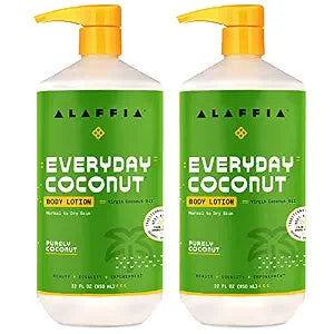 Alaffia EveryDay Coconut Body Lotion, Purely Coconut 2-Pack, 32 Oz Ea