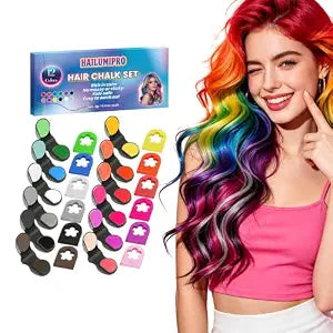 12 Colors Hair Chalk for Girls Kids, Washable Temporary Hair Dye