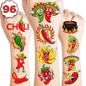 96 PCS Chili Pepper Temporary Tattoos