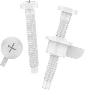 Toilet Seat Parts Including Screw and Nut For Top Mount Toilet Seat Hinges, White Plastic