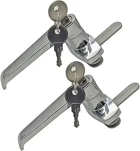 2 Sets Level Handle Cam Lock,L-Type Locking Door Handle,Cabinet Handle Lock Chrome (PX058 Left)