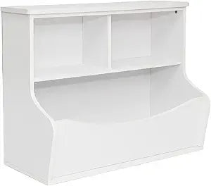PJ Wood Multi-Functional Bookcase, Store or Display Books of Different Sizes, Wooden Floor Standing Shelf Organizer for Home or Office, White