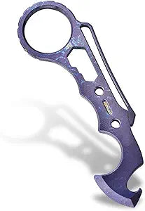 Hamans Pry Bar Multi Tool Titanium with Bottle Opener Wrench Prybar Screwdriver Pocket Clip Function 4.3" Crowbar Gear