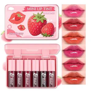 Lip Tint Stain,6 Colors Mini Lip Stain Long Lasting Waterproof