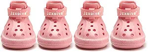 JZXOIVA Dog Shoes for Hot Pavement, Dog Booties for Small Dogs, Breathable Dog Boots & Paw Protectors, Adjustable Non-Slip Rain Booties, Waterproof Pets Sandals for Beach Pink Size 1