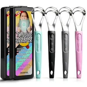 Cbiumpro 4 Pack Colorful Tongue Scraper Cleaner for Kids Adults