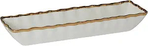 Regency Gold Porcelain Cracker Tray with Scalloped Edges & Metallic Gold Rim, 13" Elegant Serving Tray for Crackers, Breadsticks & Appetizers, Perfect for Holiday Gatherings, Entertaining & Everyday