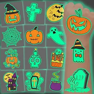 winthrop 120 Pcs Glow in the Dark Halloween Temporary Tattoos for Kids