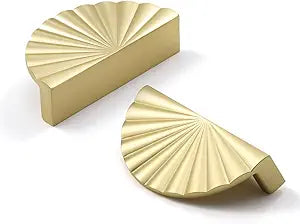 5 Pack Brushed Gold Cabinet Pulls 3" Hole Center Cup Flat Brass Drawer Pulls Kitchen Cupboard Bathroom Dresser Cabinet Hardware Handles Zinc Alloy