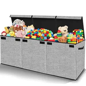Pantryily Extra Large Toy Box Chest with Lid, Collapsible Kids Toy Chest Boxes Organizers and Storage for Nursery,Playroom,Office 35.8"x12.6"x16"(Black)