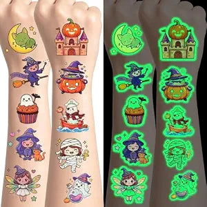 Halloween Tattoos for Kids Glow in the Dark 240 Bulk Stickers Party Favors