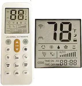 Replacement Universal Air Conditioner Remote for All Brands of Air Conditioner (Fahrenheit and Celsius Display)