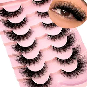 Cat Eye Lashes, 7 Pairs Wispy False Eyelashes, 5D Faux Mink Strip Lashes