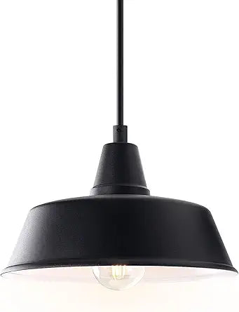 10 Inch Farmhouse Pendant Lighting Black Outdoor Barn Porch Ceiling Mount Lights Fixture Indoor Kitchen Island Hanging Light for Home, Hallway Pendant Lamp for Entrance, Adjustable