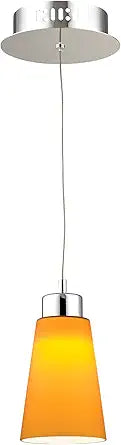 Elk Lighting LCA501-8-15 Coppa 1 Light LED Pendant with Yellow Glass, Chrome