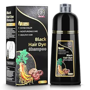 Black Hair Dye Shampoo 3 in 1 for Women & Men Gray Hair Coverage,Hair Color Shampoo,Herbal Ingredients Long Lasting Color 16.9Fl Oz(500ML)