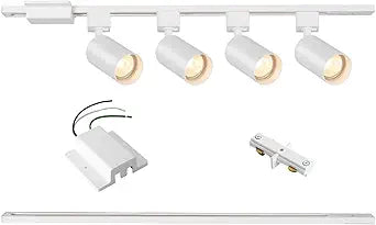4-Light LED Track Lighting Kit with 3.3FT H Track Lighting Rails & Floating Canopy Connector, GU10 Track Light Kit, Modern Kitchen Track Lighting Fixtures Ceiling Spot Light, White (No Bulbs)
