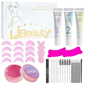Libeauty Lash Lift Kit with Lash Glue Balm Eyelash Lift Kit & Brow Lamination Kit New Lash Lifting Pads Tubular Precision Design Curling Perming Lotion & Liquid Set Home Perm Kit